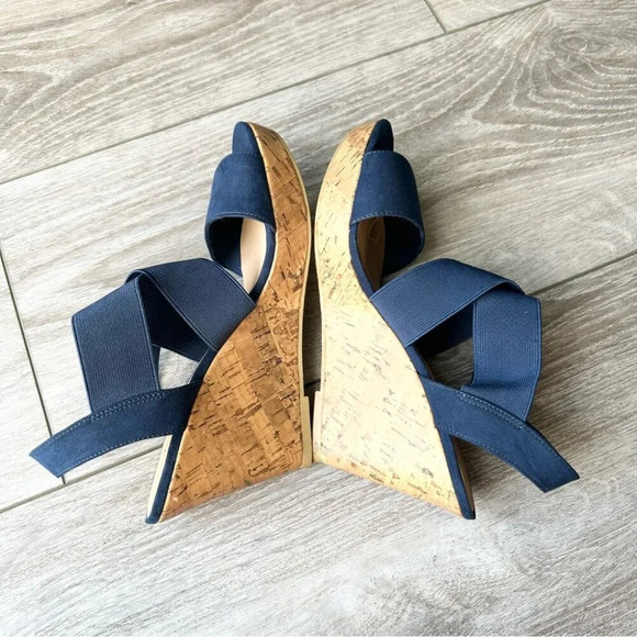 American Eagle Ryan Blue Cork Wedge Sandals - Picture 8 of 13